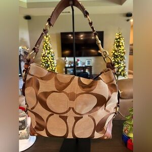 Brown and Tan Coach Shoulder Bag